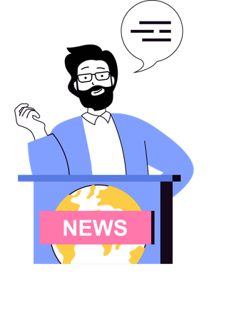 Press reporter telling news  Illustration