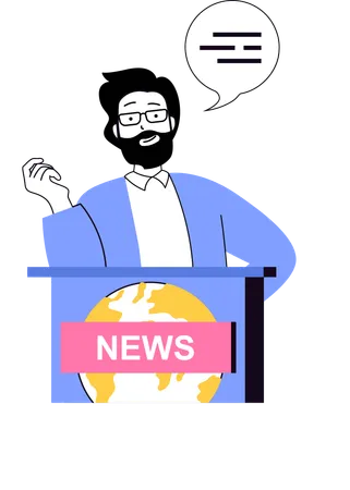 Press reporter telling news  Illustration