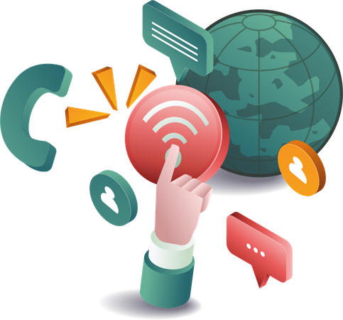 Press wifi button on internet  Illustration