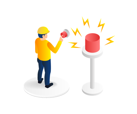 Pressing The Alarm Button For Incident Warning  Illustration