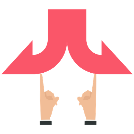 Pressing the arrow with two index fingers causes the arrow to split in two  Illustration