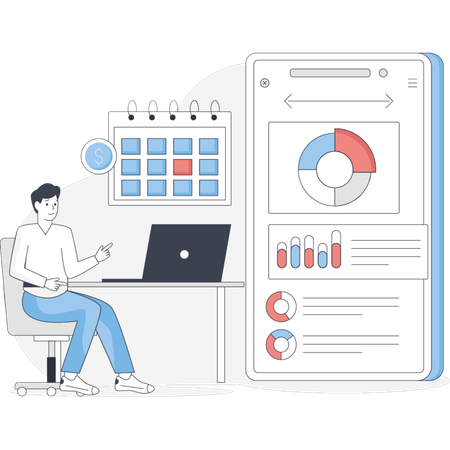 Presupuesto panorámico mediante aplicación para smartphone  Ilustración