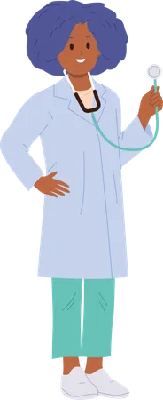 Preteen girl child doctor health care worker  Illustration