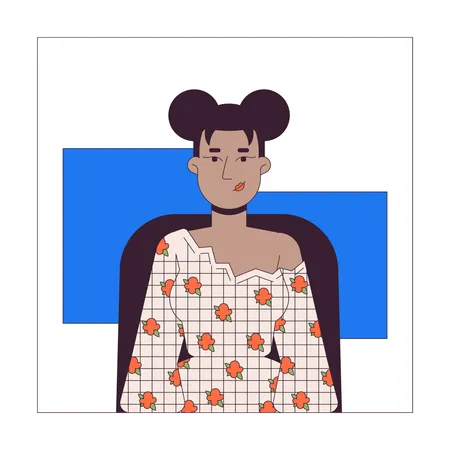 Pretty Black Woman Sitting On Chair 2 D Linear Cartoon Character Female Office Employee At Workplace Isolated Line Vector Person White Background Videoconference Color Flat Spot Illustration Illustration