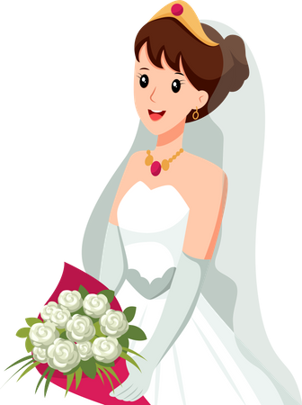 Pretty Bride at Wedding  Illustration
