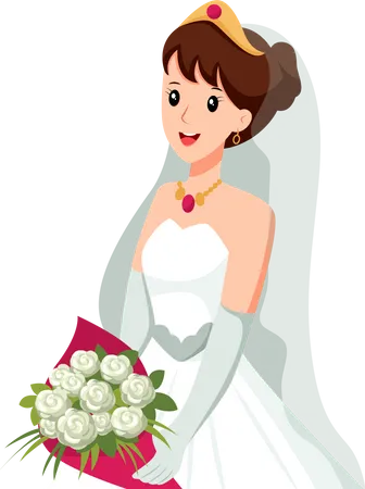 Pretty Bride at Wedding  Illustration