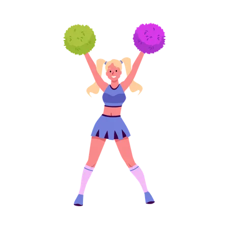 Cheerleader dancing and cheering her team  Illustration