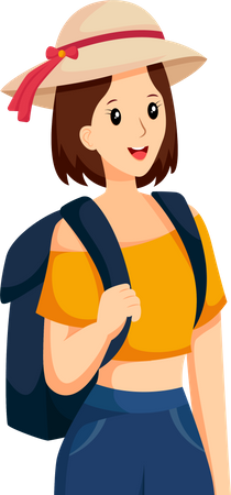 Pretty Girl Traveling  Illustration