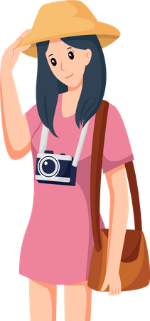 Pretty Girl Traveling  Illustration