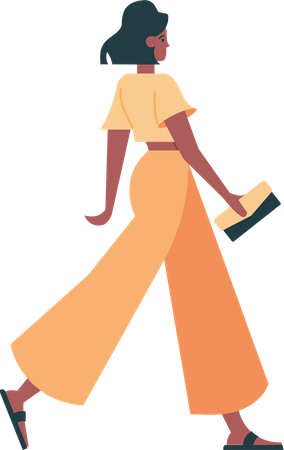 Pretty girl  walking with bag Illustration