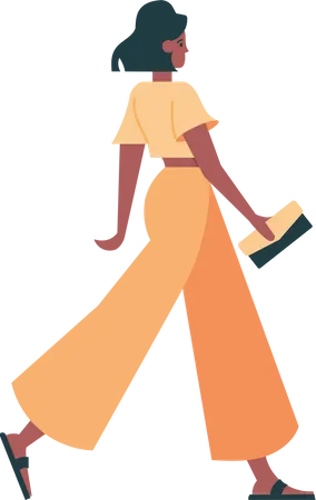 Pretty girl  walking with bag Illustration