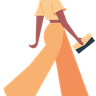 pretty girl walking with bag illustration free download