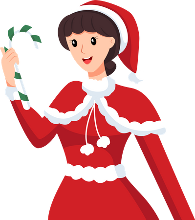 Pretty Girl with candy cane Illustration