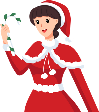 Pretty Girl with candy cane  Illustration