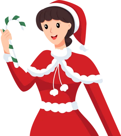 Pretty Girl with candy cane  Illustration