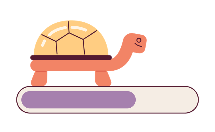 Pretty small golden turtle on loading bar  Illustration