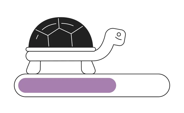 Pretty small golden turtle on loading bar  Illustration