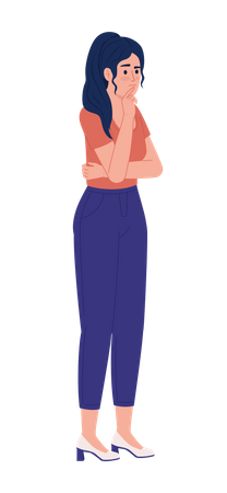 Pretty woman standing in thinking pose  Illustration