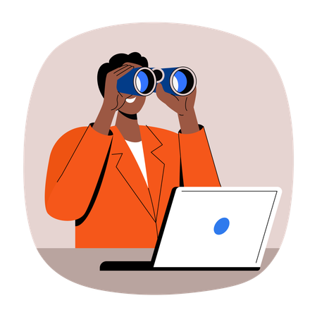 Observación de previsión empresarial con binoculares visión mirando  Ilustración