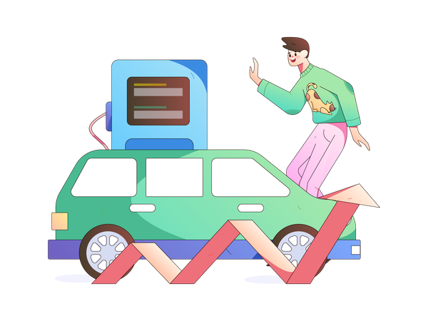 Price increases of car fuel  Illustration