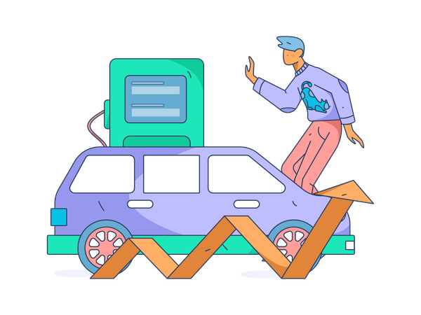 Price increases of car fuel  Illustration