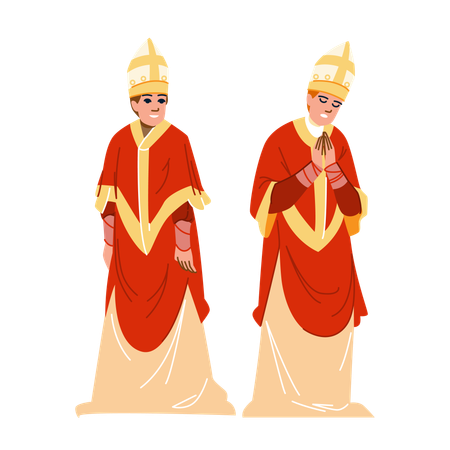 Priest Bishop Medieval  イラスト