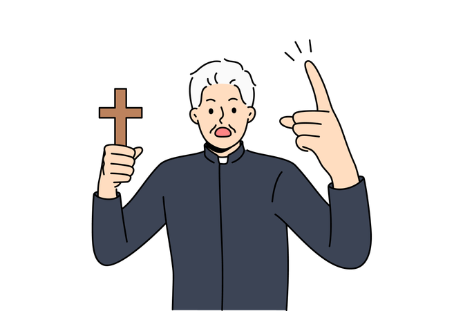 Priest gives catholic advice to christians  イラスト