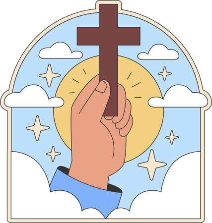 Priest is holding catholic cross  イラスト