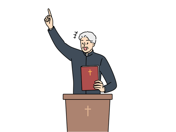 Priest is reading bible book  イラスト