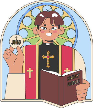 Priest is reading holy book  Illustration