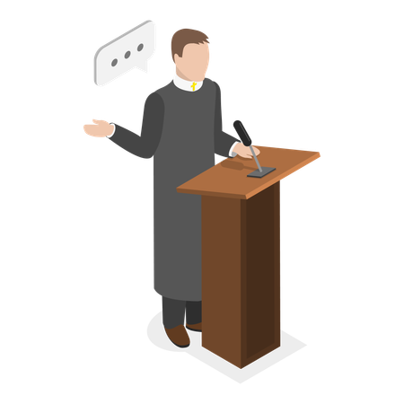 Priest read bible by standing at podium  Illustration