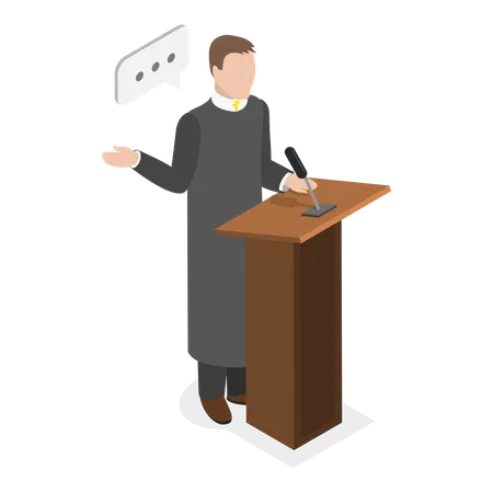 Priest read bible by standing at podium  Illustration