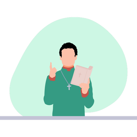 Priest reading Bible  Illustration