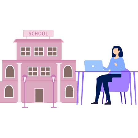 Priest working outside church  Illustration