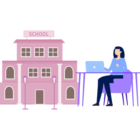 Priest working outside church  Illustration