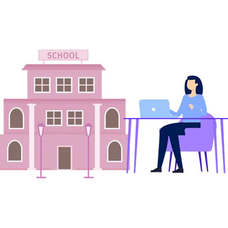 Priest working outside church  Illustration