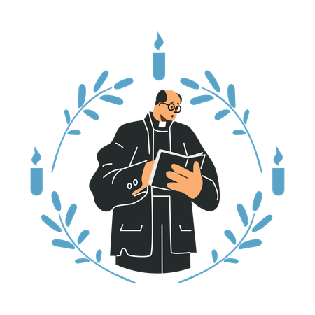 Priester führt Zeremonie bei Beerdigung durch  Illustration