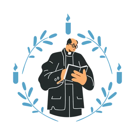 Priester führt Zeremonie bei Beerdigung durch  Illustration