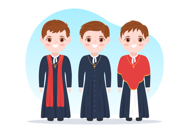 Priests standing  Illustration