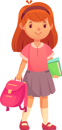 Primary school pupil, girl  Illustration