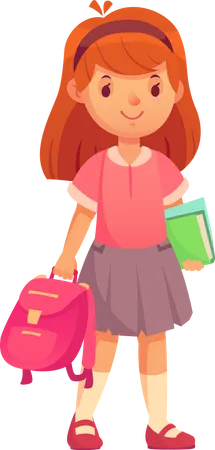 Primary school pupil, girl  Illustration