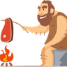 caveman cooking illustration svg