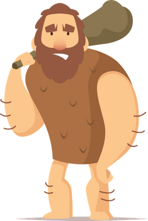 Primitive caveman with stone hammer Illustration