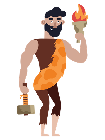 Primitive Neanderthal Person Illustration
