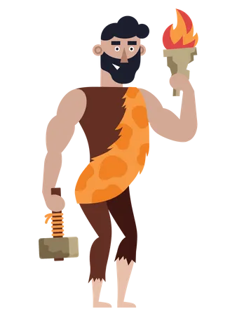Primitive Neanderthal Person Illustration