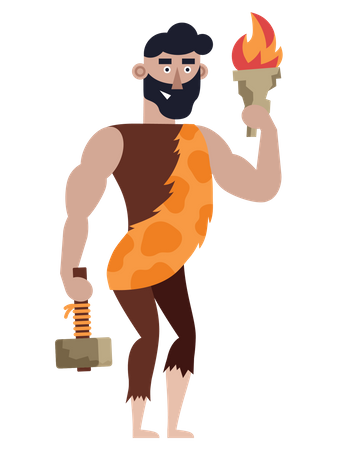 Primitive Neanderthal Person  Illustration