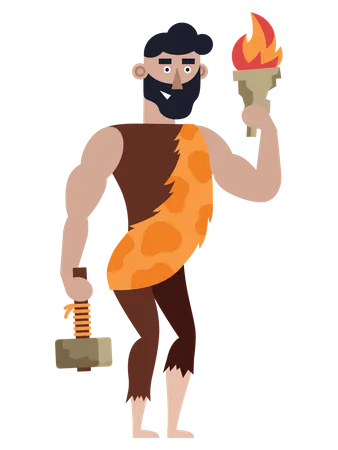 Primitive Neanderthal Person  Illustration