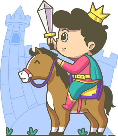 Prince with Horse  Illustration