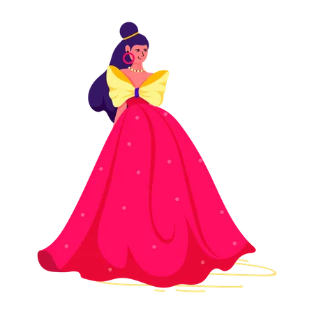 Modern Flat Illustration Of Princess Outfit Illustration