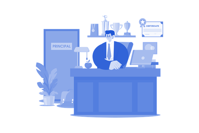 Principal sitting at office desk  Illustration